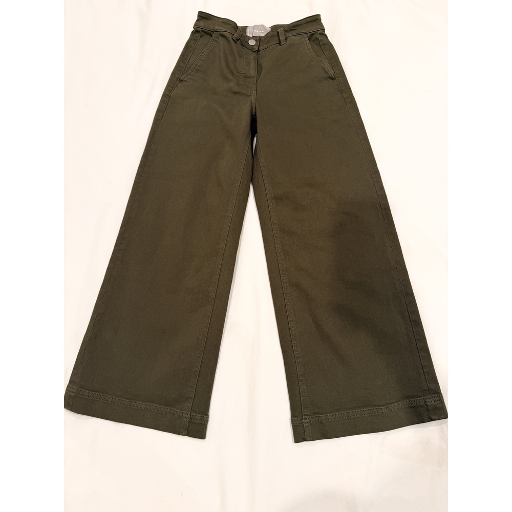 Everlane Cropped Wide Leg Pants Olive Green High Rise Cotton Capsule Wardrobe
